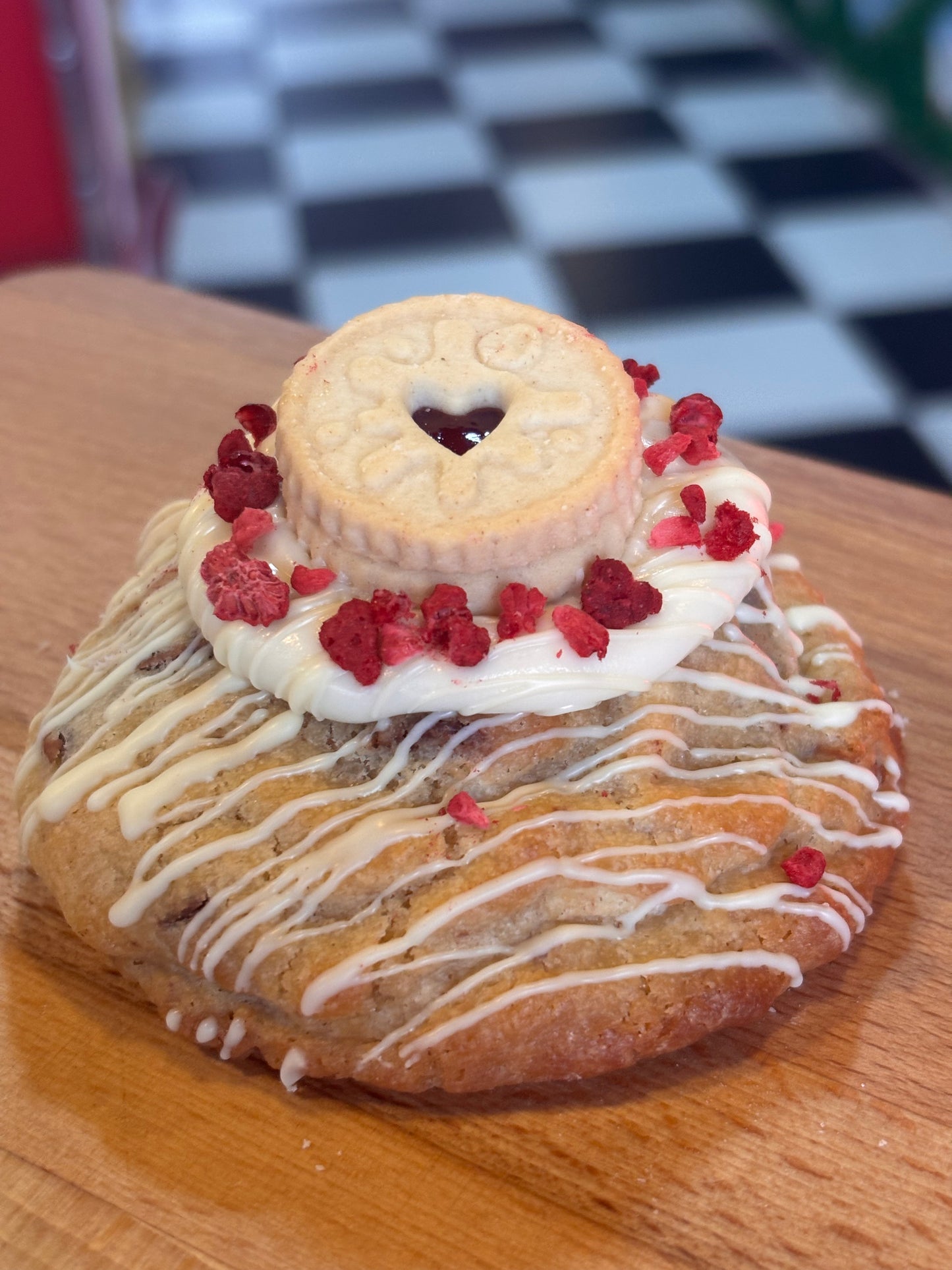 Raspberry stuffed Jammie Dodger Cookie