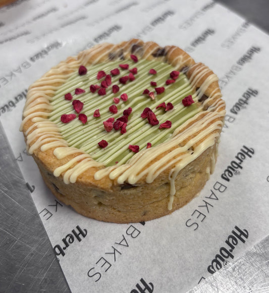 Pistachio, Raspberry & White Chocolate Deep Dish Cookie