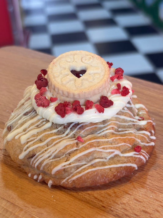 Raspberry stuffed Jammie Dodger Cookie