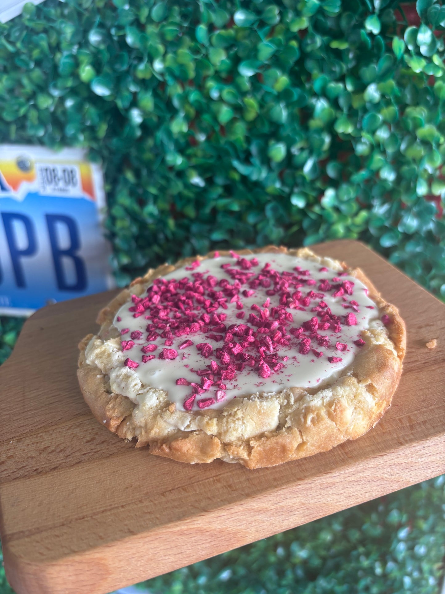 Giant Raspberry & White Chocolate Chunk Cookie
