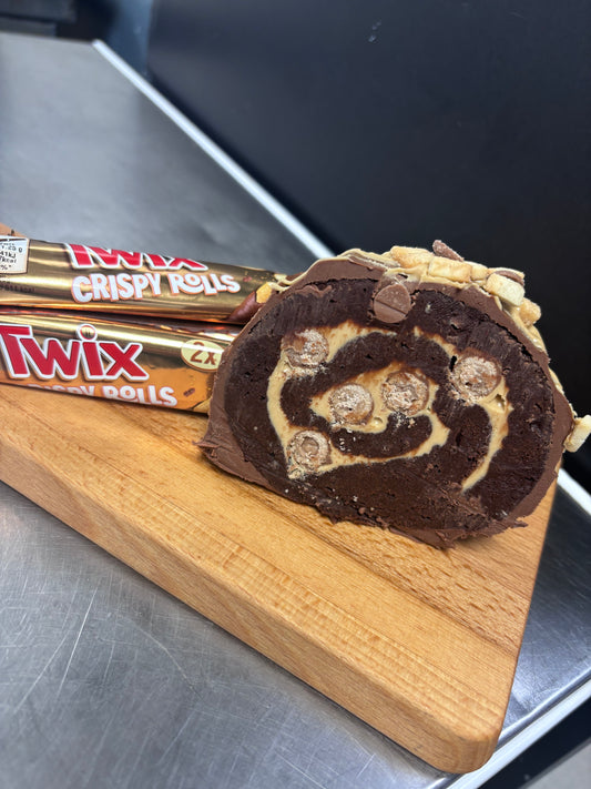 Caramel Crispy Twix Brownie Roll